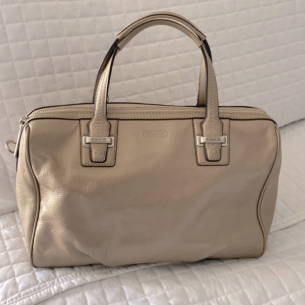 Gold tone coach purse Taylor style.  Champagne leather.